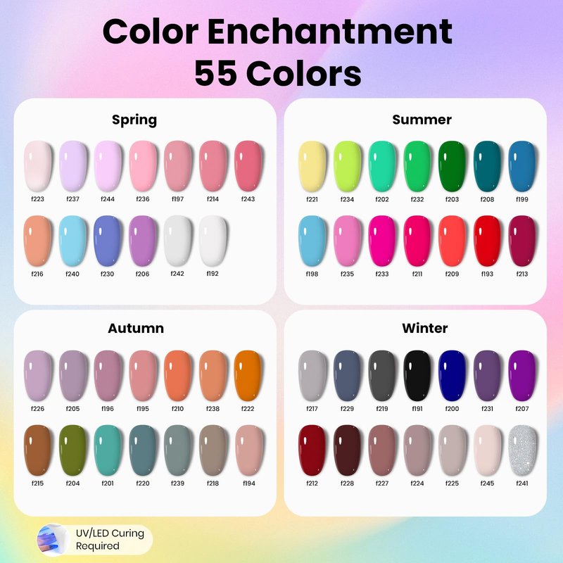 Beetles Gel Nail Polish Kit with U V Light - 80Pcs Color Enchantment 55 Colors Gel Nail Kit with Everything Base Top Coat Beginner Starter at Home Nails Kit Manicure DIY Salon Tools Gifts for Women
