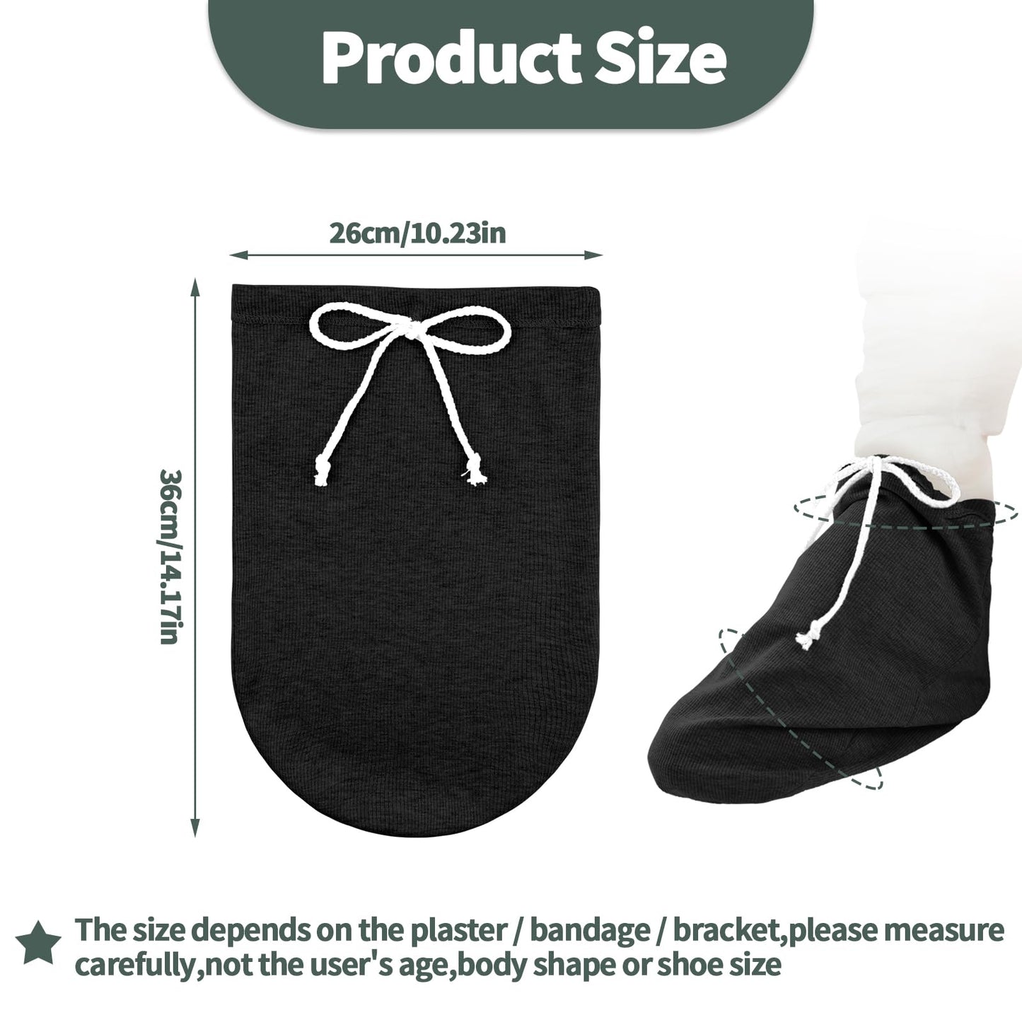 OXDFK 2 PCS Cast Sock Cover for Foot, Cast Cover for Foot, Leg Cast Cover, Adjustable Drawstring Foots Casts Cover for Men and Women (Black)