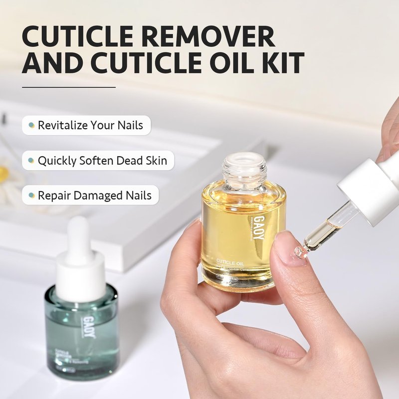 GAOY Cuticle Care Kit - Nourishing Cuticle Oil & Remover | 20ml, Promotes Nail Growth & Strength