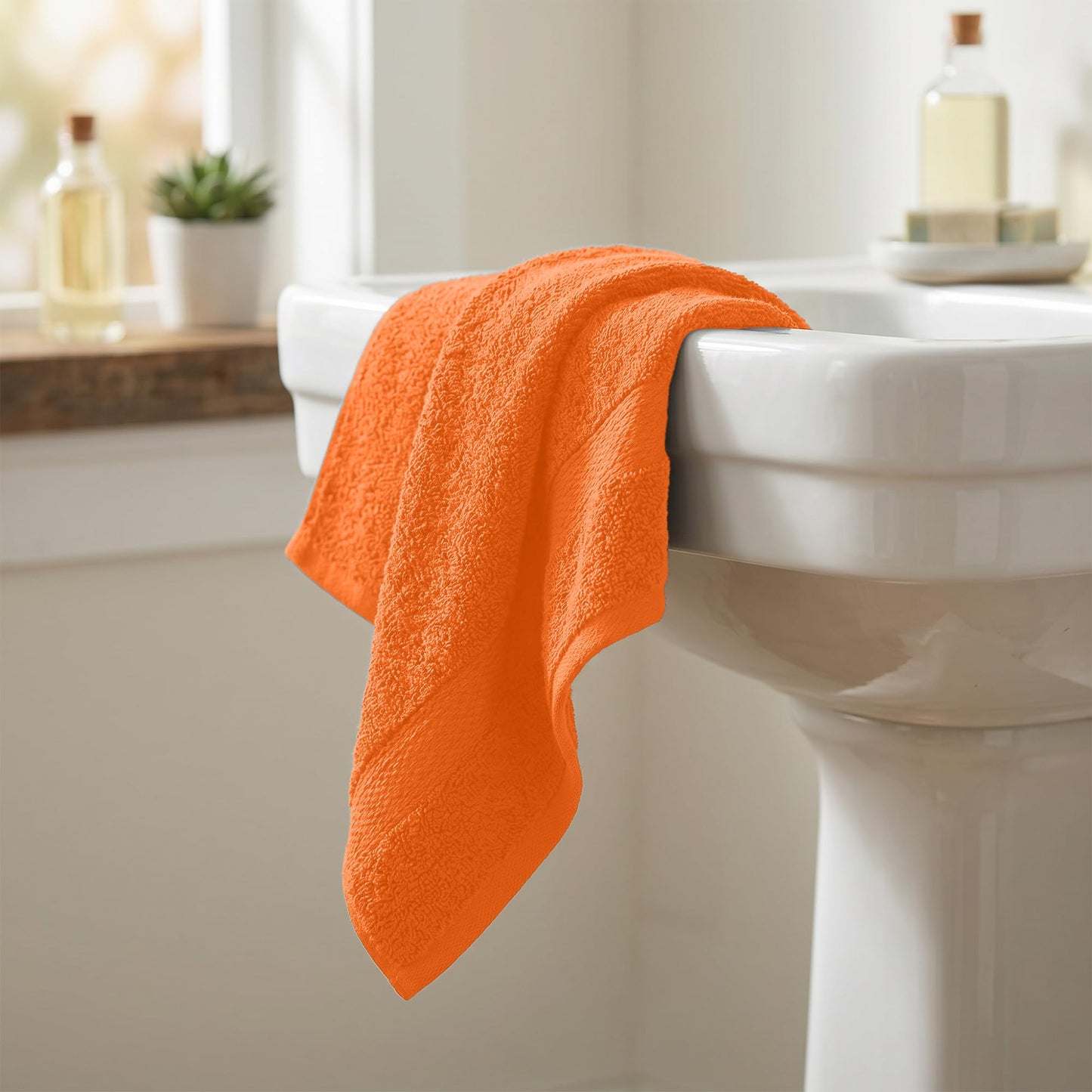 RIVERSIDE 6-Pack Premium Hand Towels Set, 16x28 inches, 100% Ring Spun Cotton, Super Soft, Quicker to Dry and Highly Absorbent, Towels for Bathroom, Kitchen, Gym, Spa, Orange