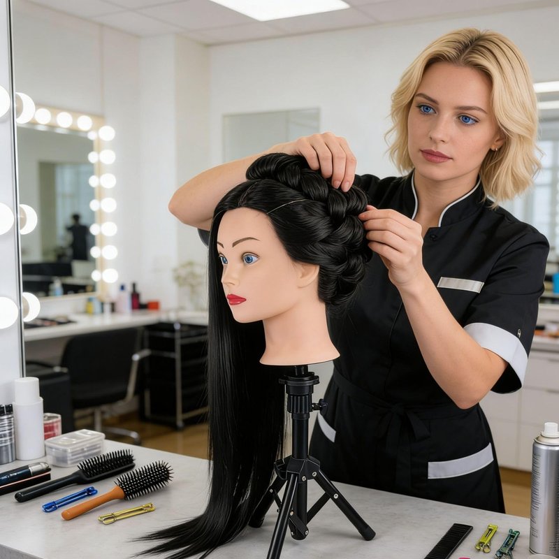 Mannequin Head with 28 inch Hair to Practice Hairstyling Braiding Cosmetology Training Head Mannikin Doll Head for Hairdresser Beginner Learning Teaching