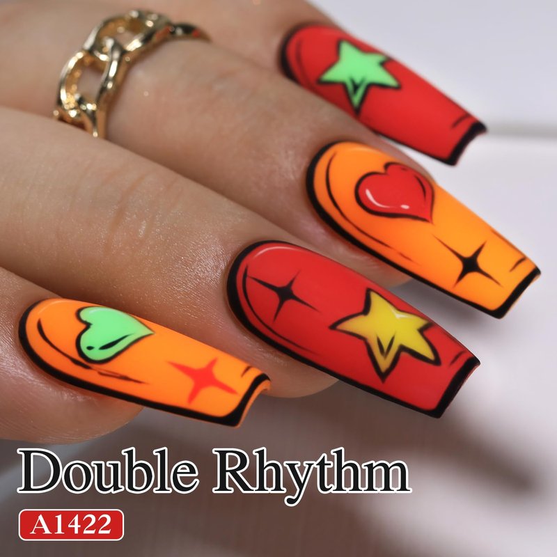 Double Rhythm 15ML Gel Nail Polish Pure Sheer Same Color Same Bottle Soak Off Gel Polish Art Manicure Salon DIY at Home for Women (Neon Red-A1422)