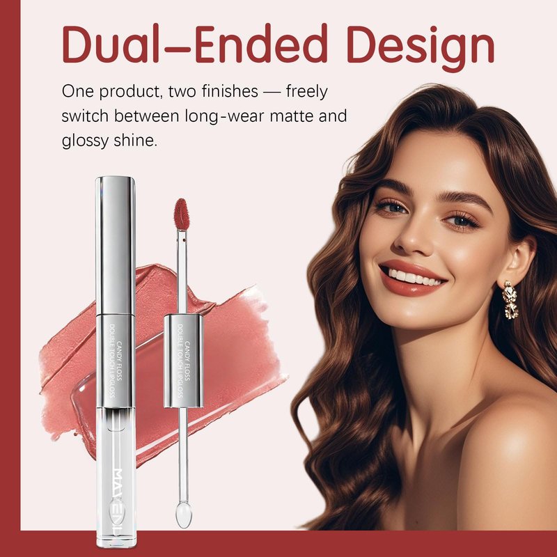 Maksure Double-Ended Lip Gloss – Nourishing Tinted Lip Oil for a High-Shine Finish, Plumps, Non-Sticky, Moisturizes Dry Lips, Vegan & Cruelty-Free Lip Makeup (05 Red Brown)