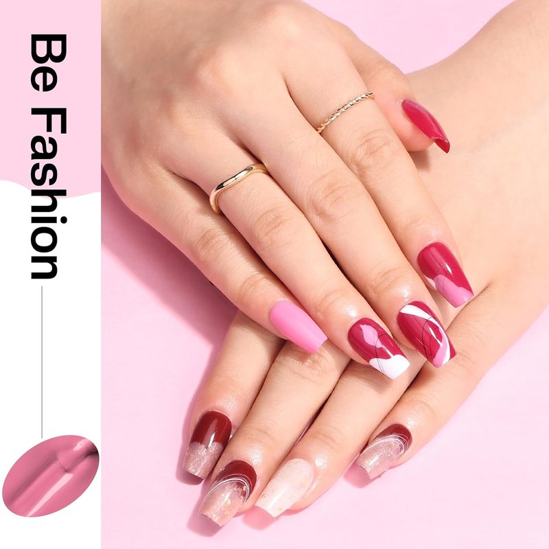 Morovan Nail Polish Set - Burgundy, Dark Wine & Cherry Red | Quick-Dry Fingernail Polish Kit for Women