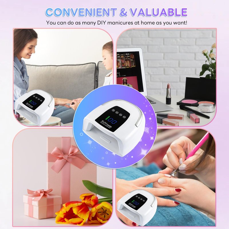 Cordless Nail Lamp 200W Rechargeable UV Light for Gel Nails LED Nail Dryer with 3 Timer Modes Perfect for Salon and Home Use Portable Cordless Design Continuous Use Up to 4-5 Hours (S20 Max)