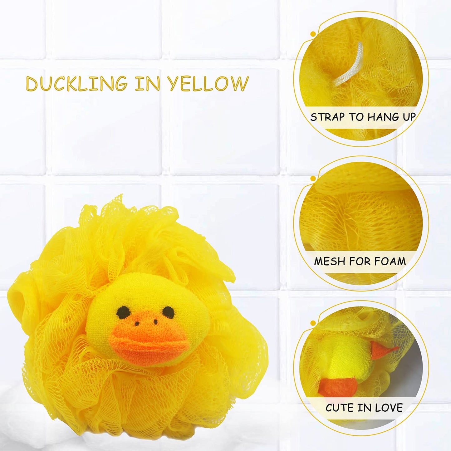 Bleu Bath (4 Pack) Lovely Animal Design Kids Exfoliating Bath Scrubber Body Scrubber Shower Ball for Baby Toddler Kids Gentle Exfoliating Bath Sponge Loofah Pouf in Colorful Design