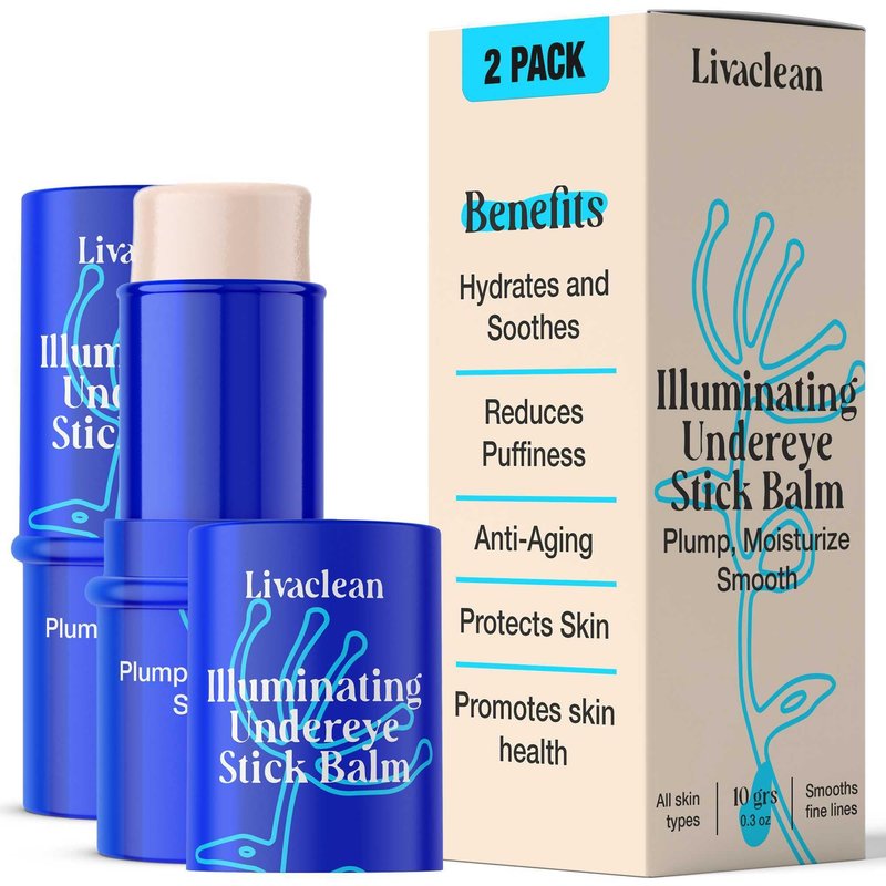 2 Pk 20g Under Eye Balm Stick Hydrating | 0.7 Oz Moisturizing Under Eye Brightener Stick w/Retinol, Aloe Vera, Vit E | Plumps, Hydrates & Reduces Dark Circles & Puffiness | Multipurpose Undereye Balm