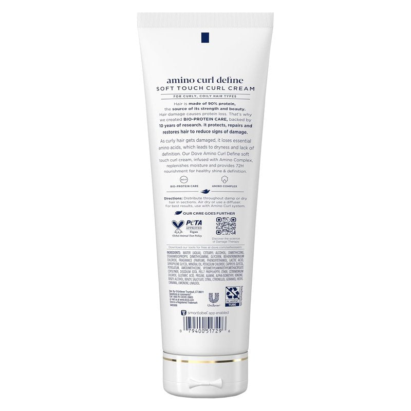 Dove Curl Cream Amino Curl for Curly, Coily Hair with Bio-Protein Care Technology + Amino Complex 8 Fl Oz