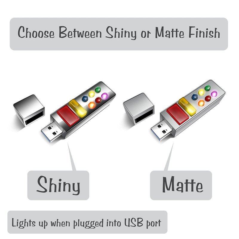 Retro USB Light Up Memory Stick, Flash Drive w/LED 1950's Retro Sci-fi Space Age Action and Totally Cool Storage/Gift Box (Shiny Finish)