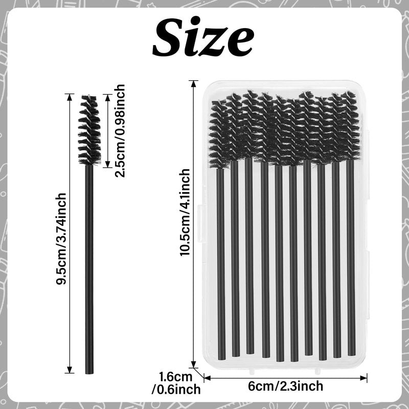 EWVVSS 600-Pcs Mascara Wands Disposable Eyelash Brush with Container Spoolies for Eyebrows Extensions(Black)