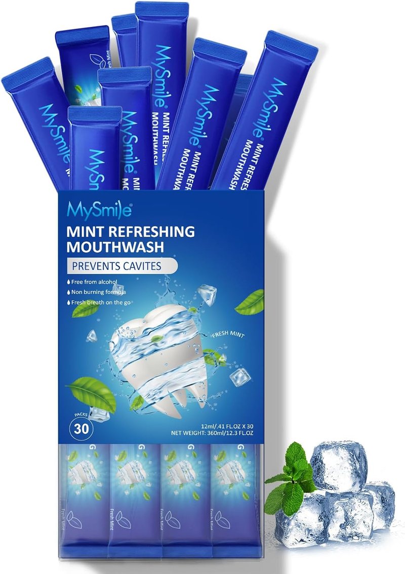 MySmile Mouthwash - Alcohol-Free Oral Rinse for Adults | Fresh Mint Flavor, 30 Uses, Kills 99% Bad Breath Germs