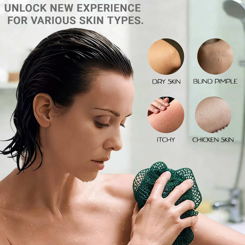 JACCOBEE African Net Sponge Authentic - 4 Pack Long Exfoliating Bath Net Sponge, Bath Loofah, Daily Back Scrubber, Suitable for All Skin Types