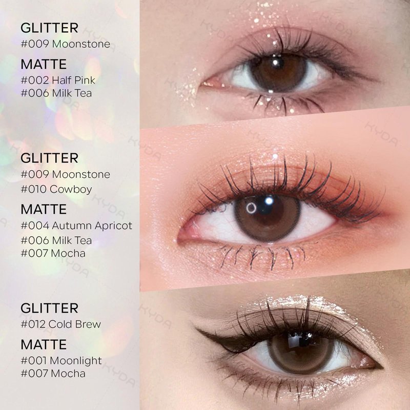 KYDA Beige Brown Matte Single Eyeshadow, Matte Nude Brown Eyeshadow Compact, Ultra-fine Lightweight, Crease-proof High Pigmented Formula, Korean Mini Eyes Makeup, Milk Tea