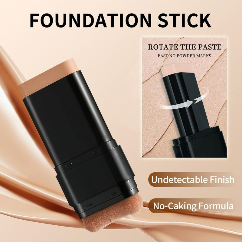 Foundation Stick - 2 in 1 Dual-Ended Long-Lasting Concealer & Contour | Waterproof Full Coverage Matte Finish in Deep Wheat