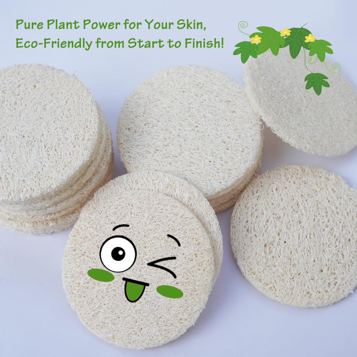 25-Pack Natural Loofah Exfoliating Face Pads - Gentle Facial Sponge & Scrubber for Daily Cleansing, Makeup & Dead Skin Removal - 100% Organic, Biodegradable & Travel-Friendly