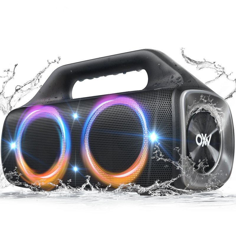 OYW IPX67 Waterproof Bluetooth Speaker:80W(Peak) Loud Outdoor Portable Wireless Party Speakers with LED Lights,20H Playtime,Bluetooth 5.3,Deep Bass & TWS for Pool,Beach