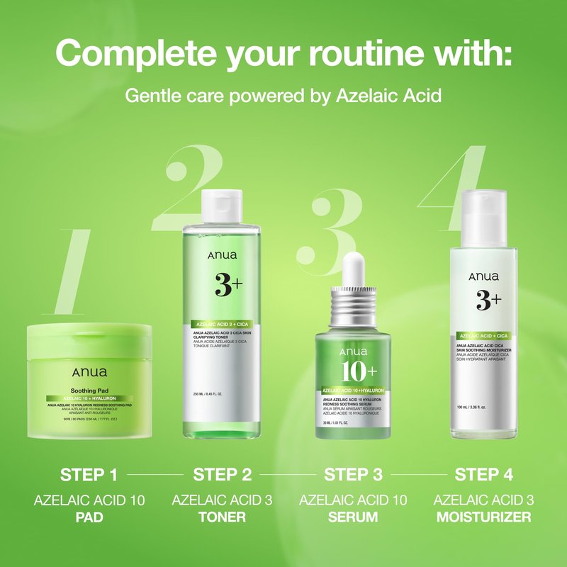 Anua Azelaic Acid 10 Hyaluron Redness Soothing Serum, Facial Serum for Blemish-Prone & Oily-Prone Skin, Lightweight & Hydrating Blemish Care, Hyaluronic Acid, Korean Skincare, 1.01 fl oz.