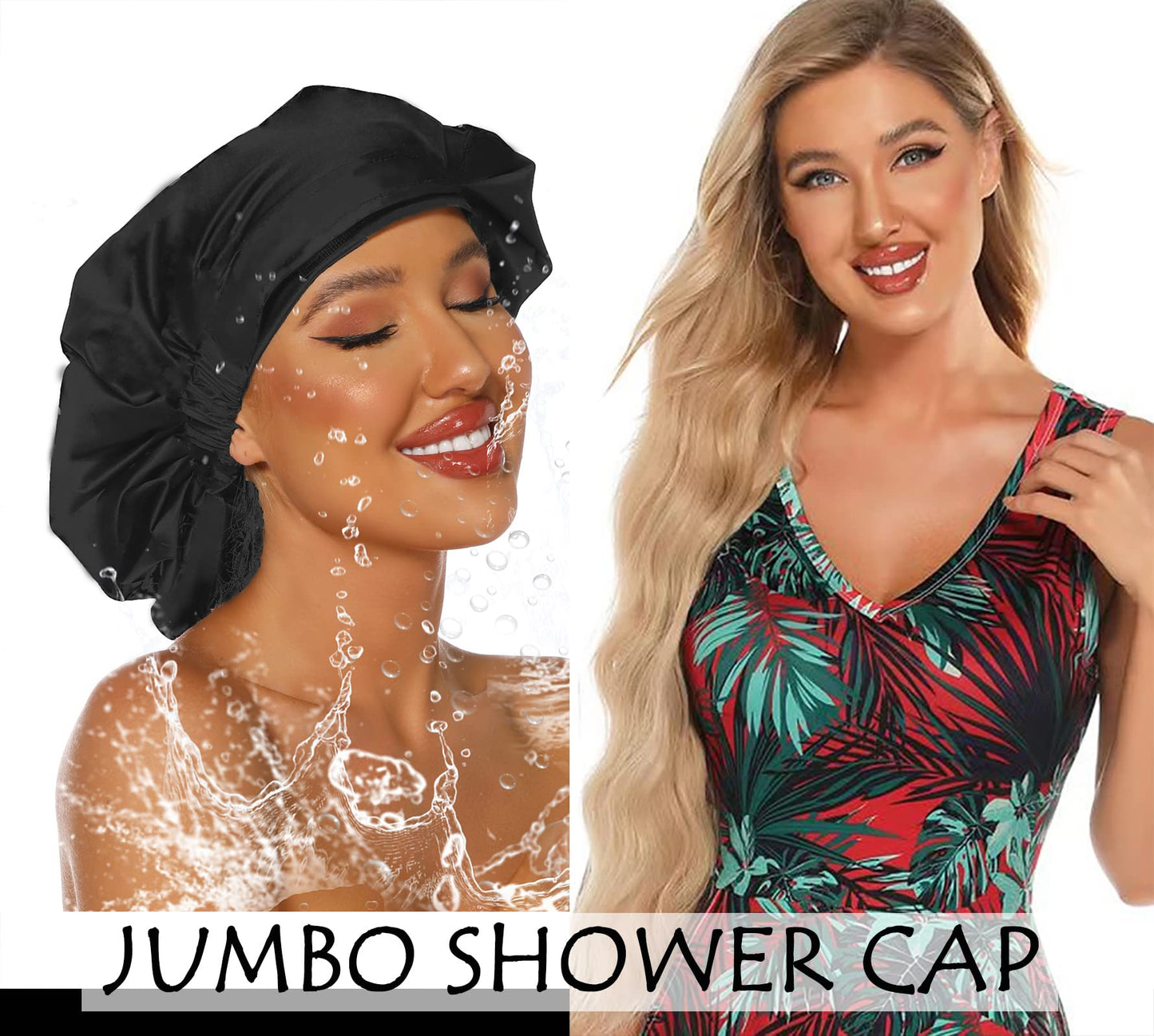 HIUMI Shower Cap for Women Large Shower Cap for Long Hair Cute Reusable Shower Caps Waterproof Bath Cap