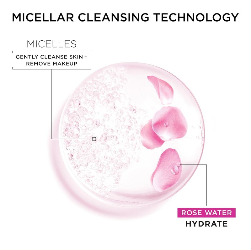 Garnier Micellar Water - Hydrating Facial Cleanser & Makeup Remover | Rose Water & Glycerin, 13.5 Fl Oz