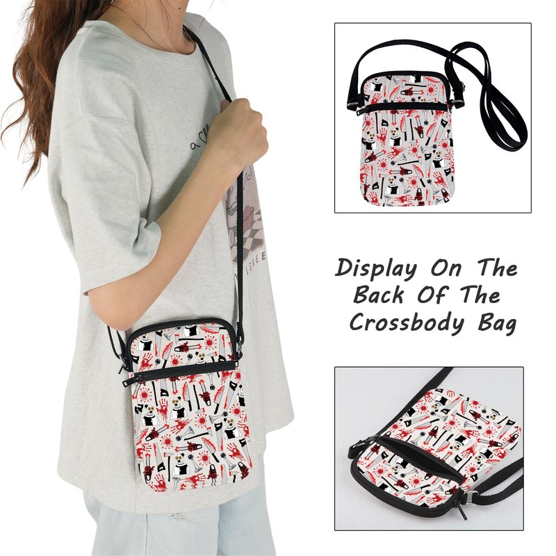 JXGZSO Horror Movie Lover Gift Clown Movie Cosmetic Bag With Zipper Art Was Here Halloween Themed Gift Clown Pouch Bag (Art Was Here Crossbody Bag)
