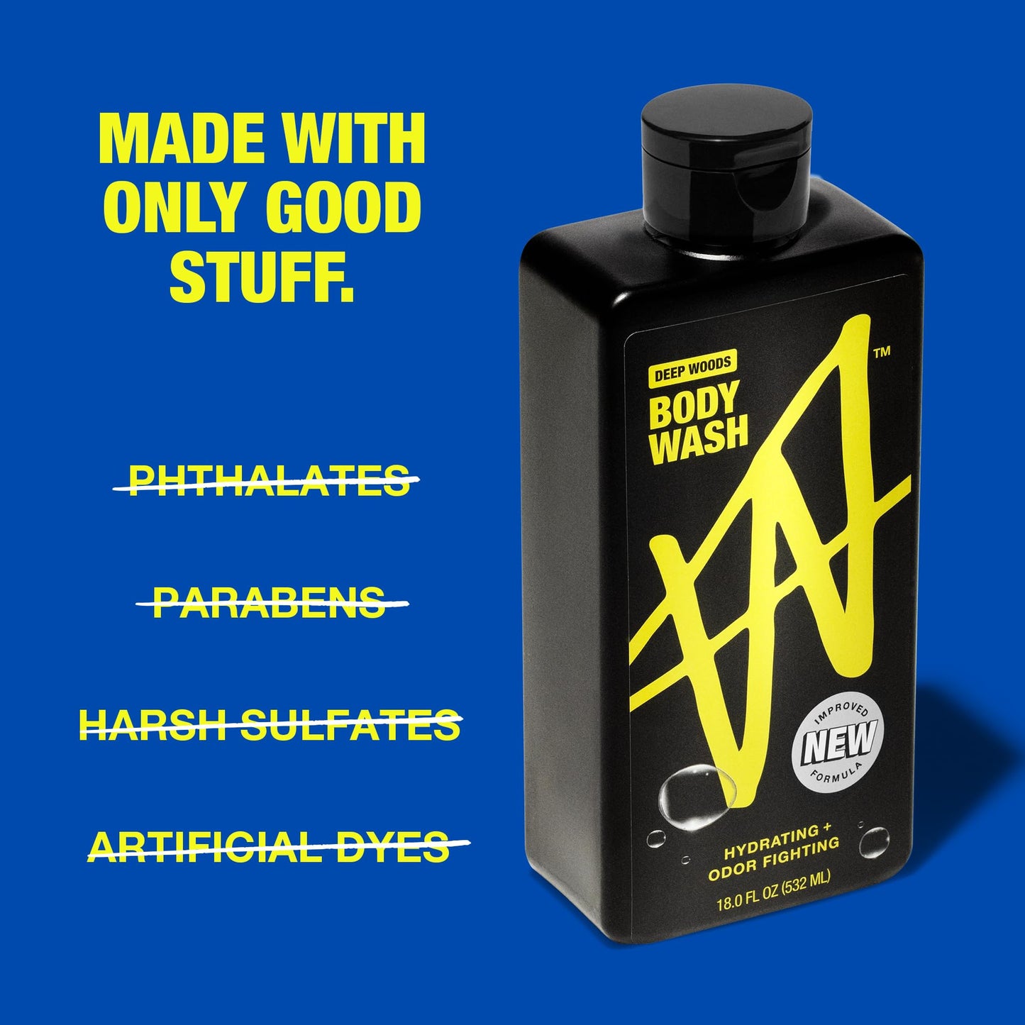 W By Jake Paul Body Wash for Men, Odor Fighting, Deep Cleaning Shower Gel, Hydrating Mens Bodywash, Deep Woods Scent, 2 Pack, 18 fl oz