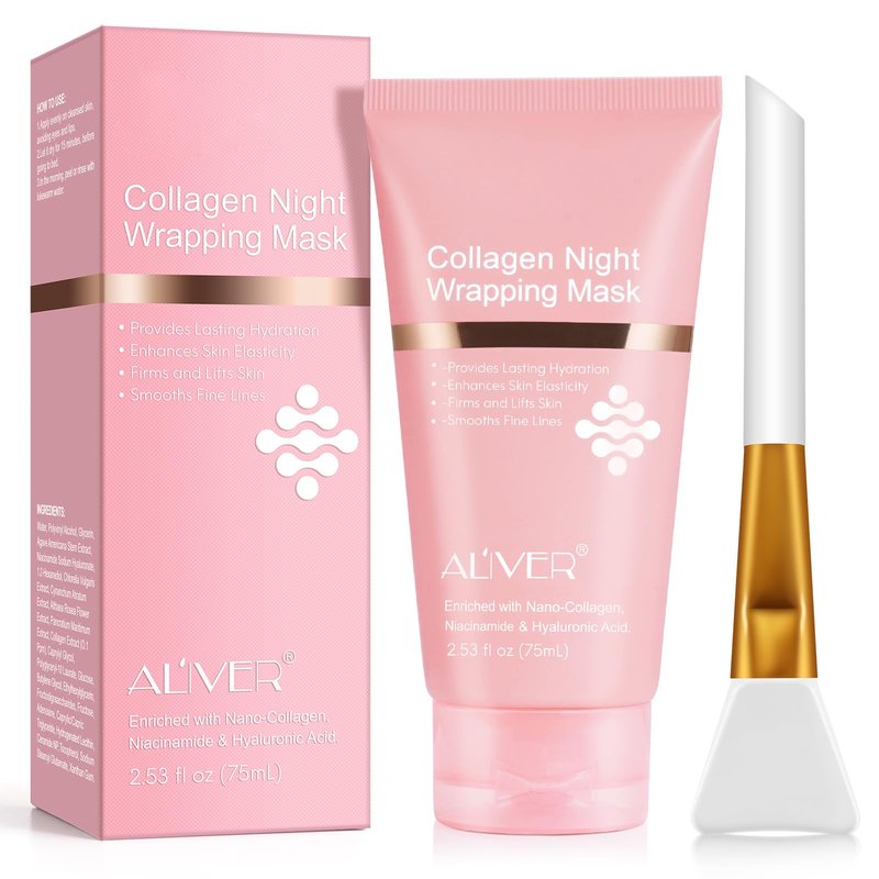 O.SECERT Collagen Overnight Wrapping Peel off Face Mask, Collagen Night Wrapping Mask, Elasticity & Hydration for Glass Skin, Reduce Fine Lines & Dullness, Anti-Aging Korean Skin Care