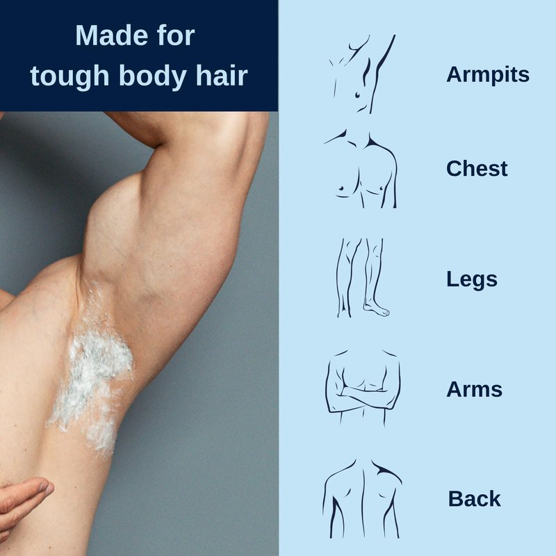 No Hair Crew Body At Home Hair Removal Cream for Manscaping Unwanted Hair with Energizing Ginseng, Premium Depilatory, Painless & Flawless, Made for Men, 200ml