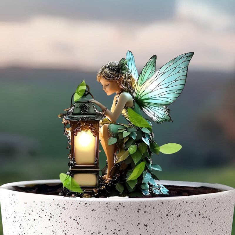 Fairy Acrylic Potted Plant Stake, Decorative Ornament for Indoor/Outdoor Flower Pots, Ideal Gift for Yard & Lawn Landscape Beautification（AB-072）