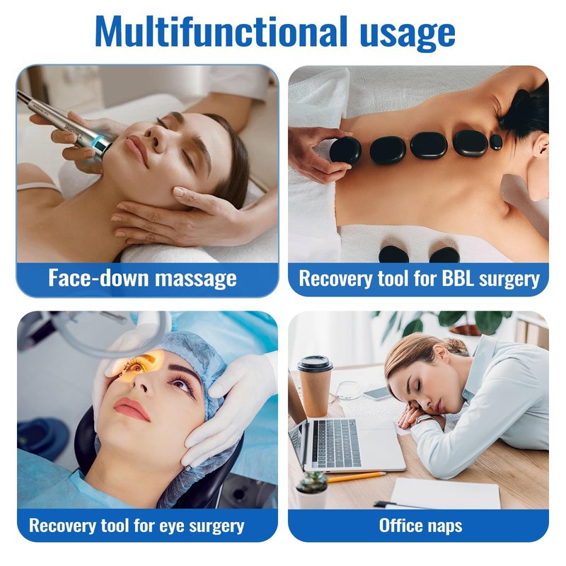 Face Down Pillow for Eye Surgery Recovery,Massage Pllow Face Down,BBL Pillow,Dual Sided Flannel &Cotton Linen Prone Support for Stomach Sleeper,with Adjustable Breathable Cushion and Grip Magic Tape