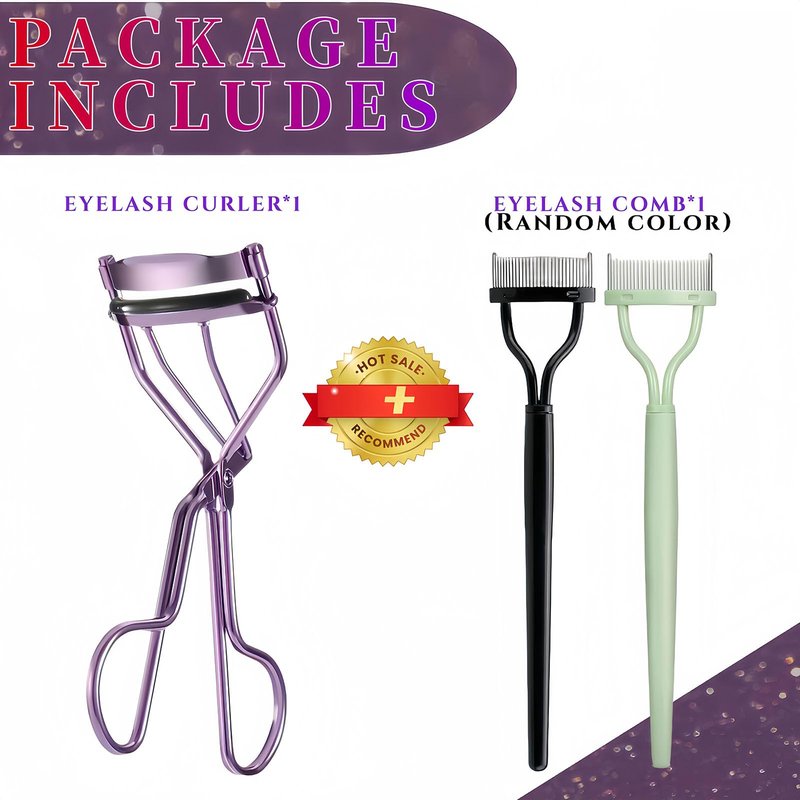 Acavado Professional Eyelash Curler with Lash Comb – Award-Winning Design – Pinch-Free, Effortless Curl for a Lash-Lift Effect in Seconds, Perfect for Home or Travel, Purple
