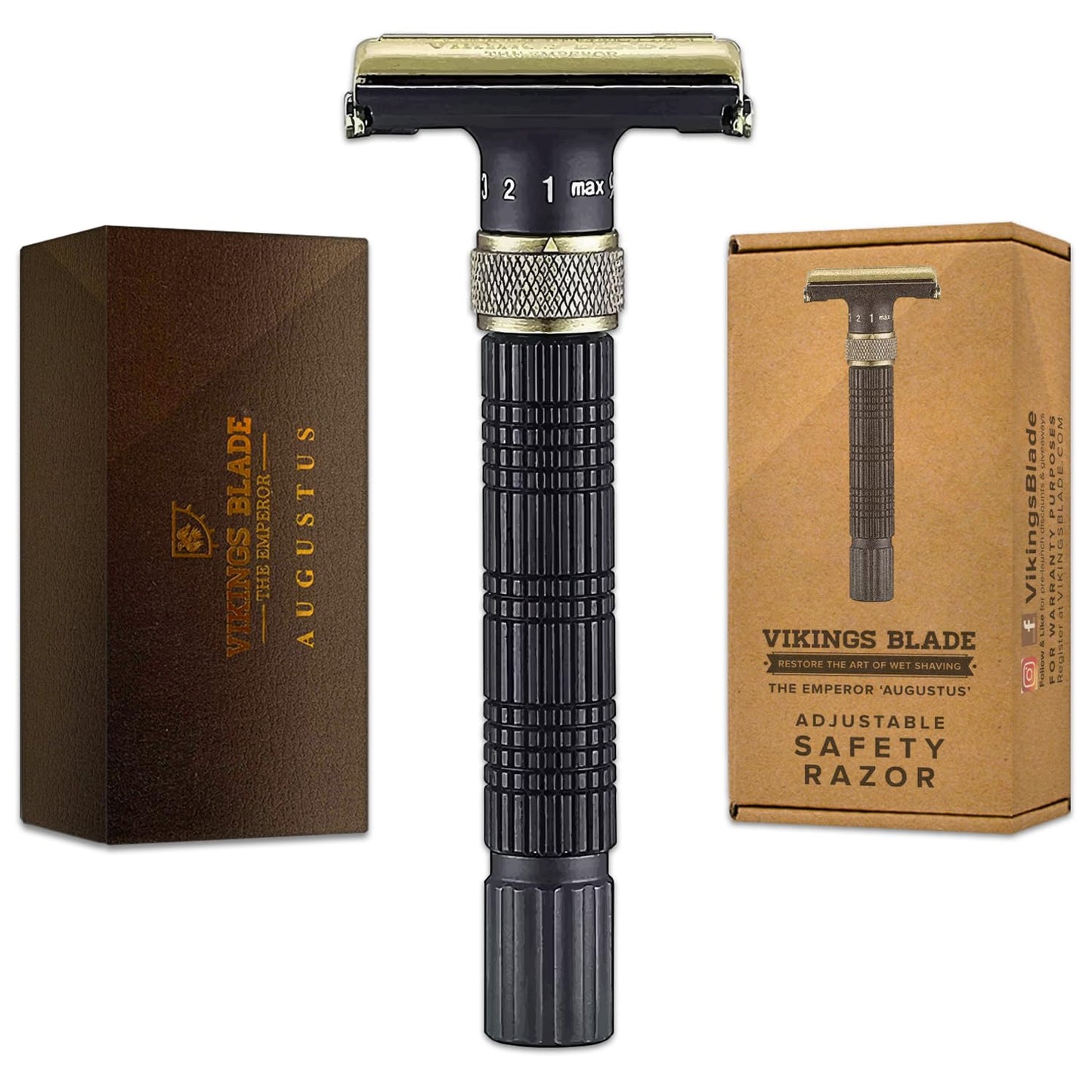 VIKINGS BLADE Adjustable Double Edge Safety Razor - Eco-Friendly, Reusable Design | Luxury Case Included