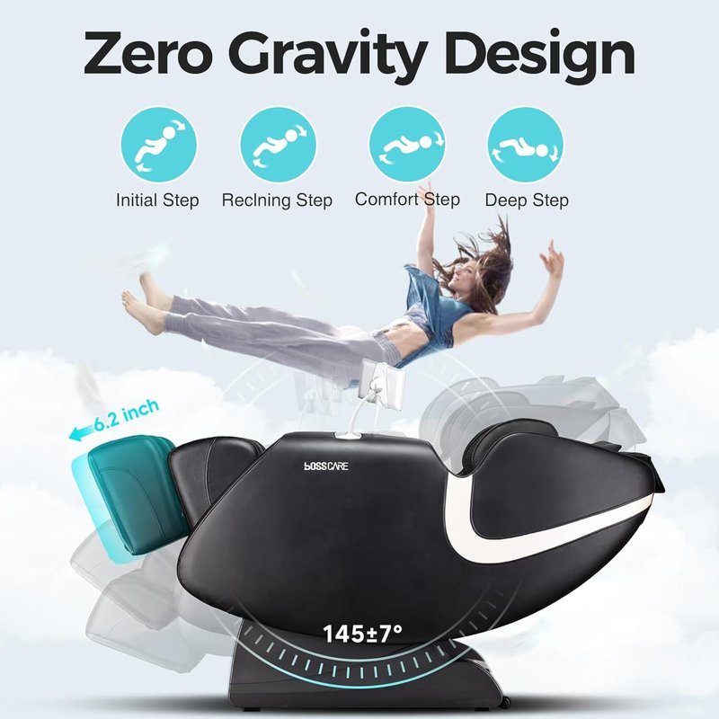 Skiennix Full Body Massage Chair - AI App Control Shiatsu Zero Gravity with Heated Foot Roller & Bluetooth Speaker