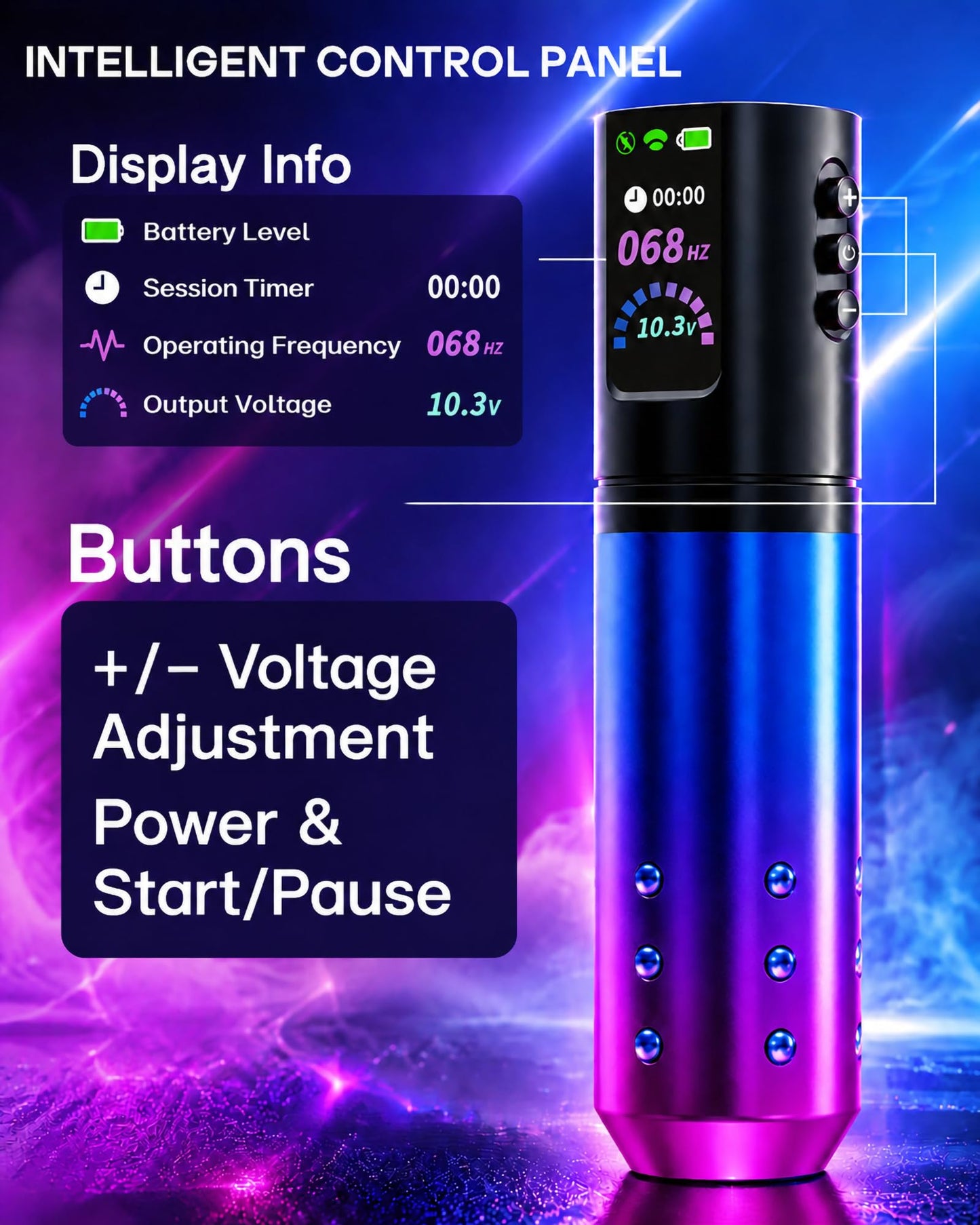 POSEIDON Wireless Tattoo Gun Kit, 2300mAh, LED Display for Beginners