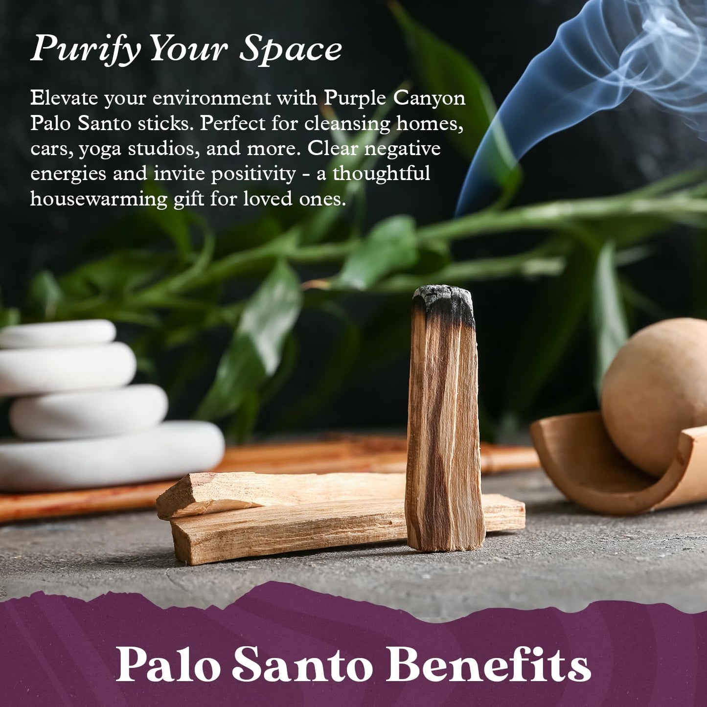 Purple Canyon Palo Santo Incense Sticks - 8 Pack | Sustainably Harvested Natural Incense for Smudging, Meditation, Cleansing, and Stress Relief