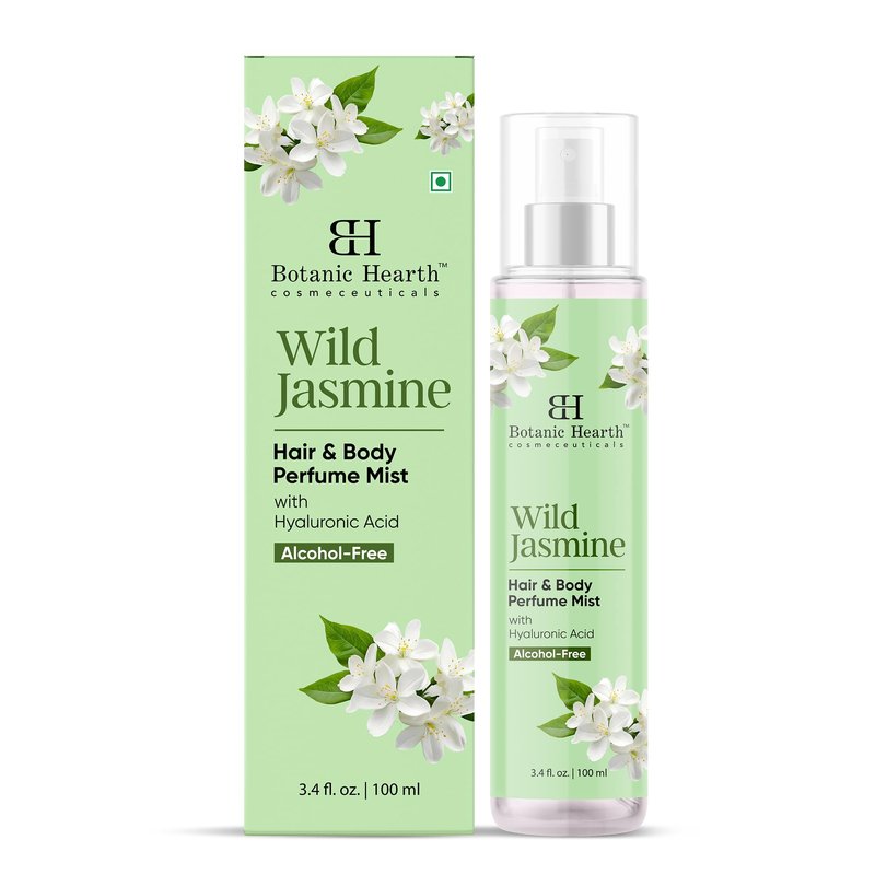 Botanic Hearth Jasmine Hair Perfume & Body Mist, Long-Lasting Hair Deodorizer & Body Scent for Women & Men, Alcohol-Free Clean Fragrance Hair Spray For Everyday Wear, All Day Freshness, 3.4 Fl Oz