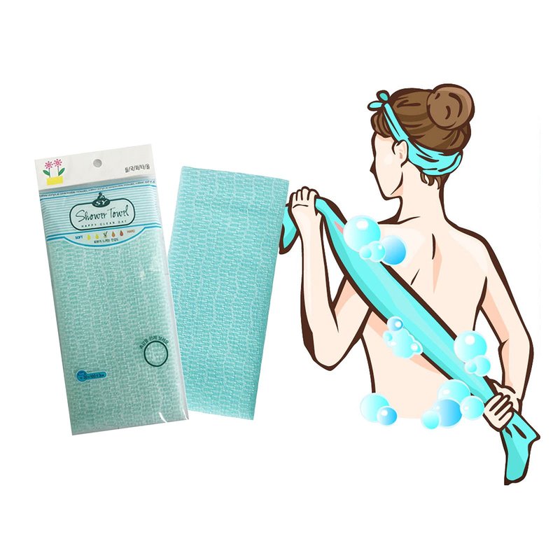 Premium Exfoliating Washcloth Towel 2 Color-Mint Pink Korean Loofah Bath Sponge Long Back Scrubber African Bath Sponge African Long Net for Shower/It Becomes Softer as You use.By NOPIGO