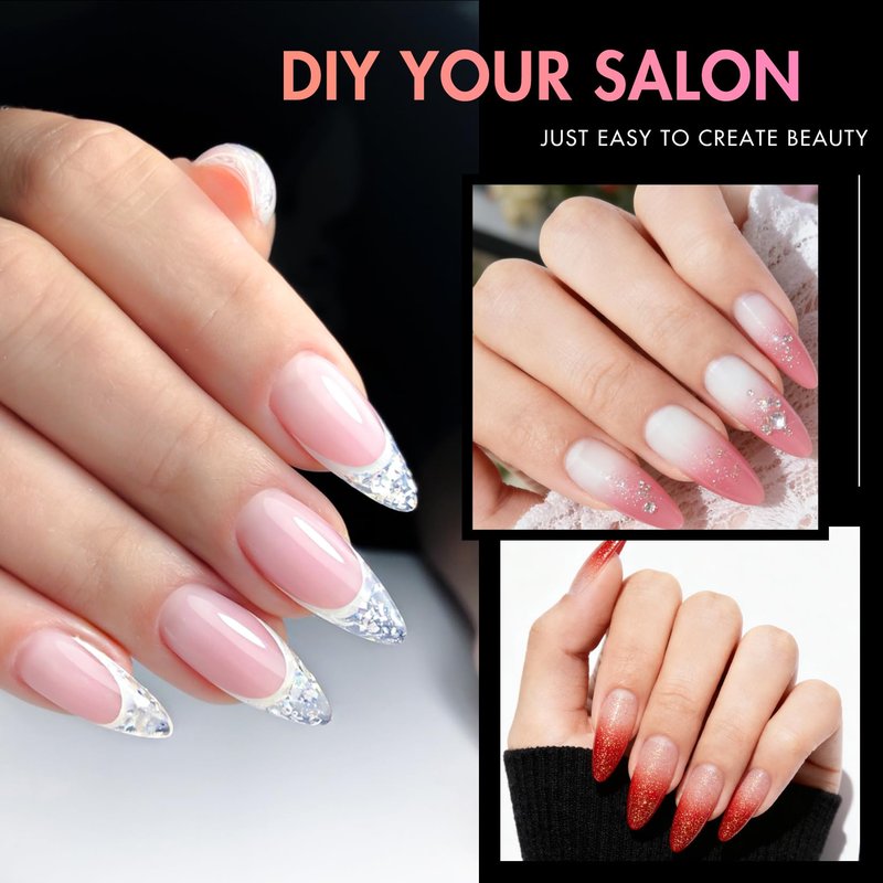 Ranrose Long Almond Nail Tips: 240pcs Nail Tips Full Cover False Nail 12 Sizes Half Matte Pre-shape Acrylic Almond Shaped Press On Nail Tips DIY Nail Salon