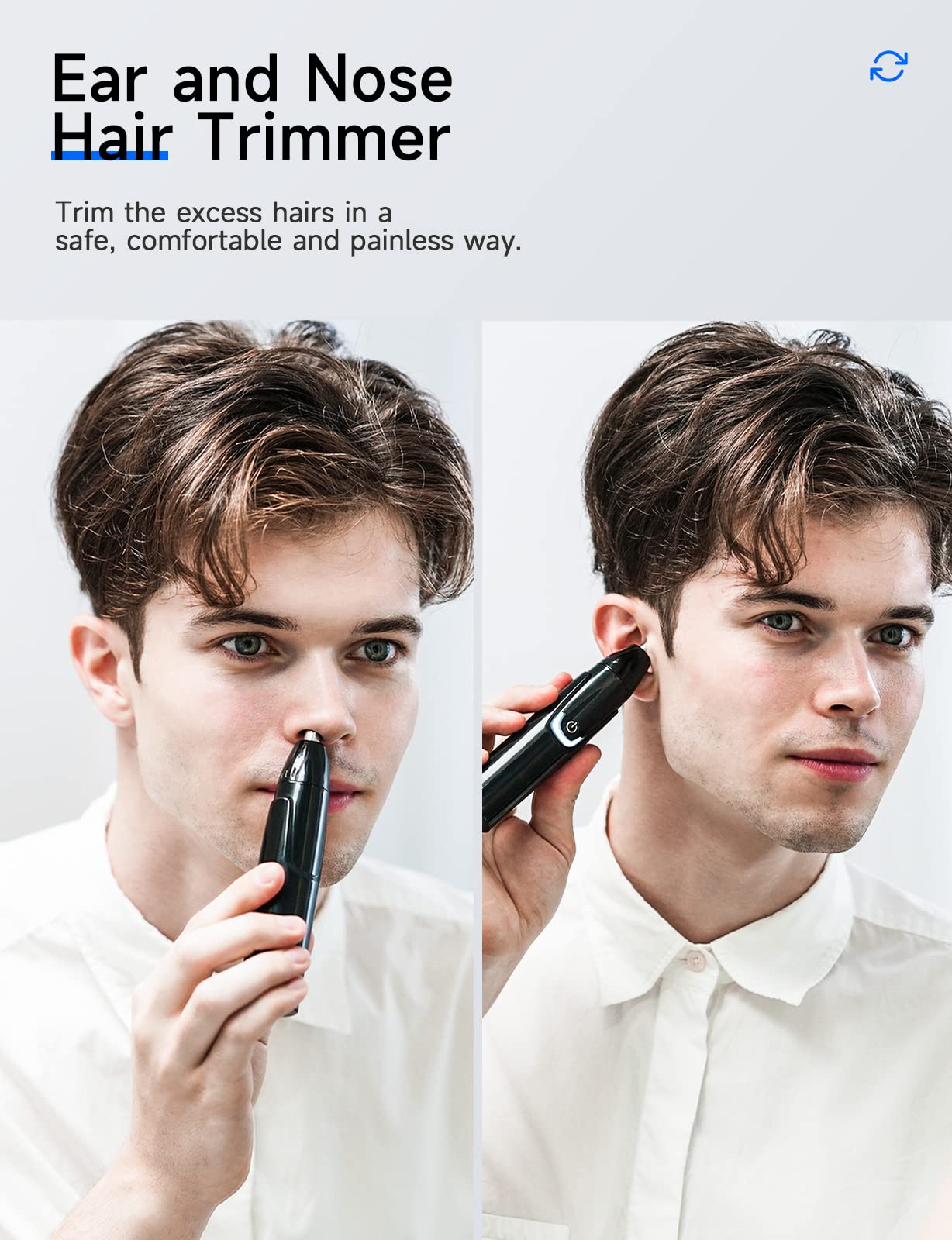 ZORAMI Rechargeable Ear and Nose Hair Trimmer - 2026 Professional Painless Eyebrow & Facial Hair Trimmer for Men Women, Powerful Motor and Dual-Edge Blades for Smoother Cutting Black
