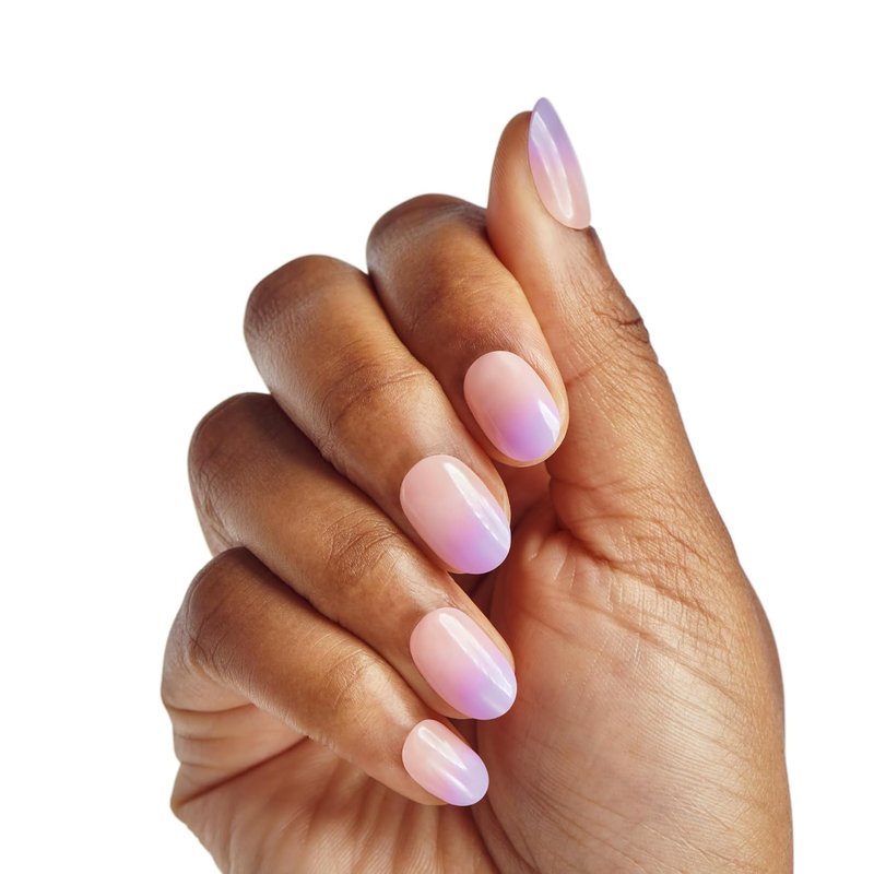 Impress Color Ombre Press On Nails - 'Take A Chance' Purple Short Oval | Chip Proof & Smudge Proof