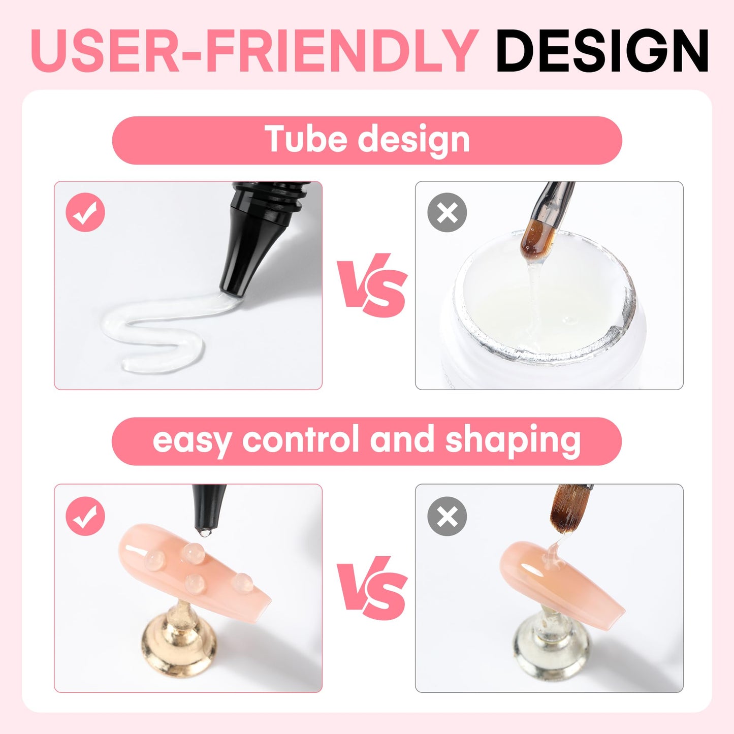 UNA GELLA 3D Gel Nail Art, 3D Nail Gel Sculpting G el Glue 15g 4 in 1 No Wipe Clear Nail Polish for Nails Tips, Chrome Powder, Nail Charms Gems, Drawing and DIY Nail Art Lamp Curing Needed