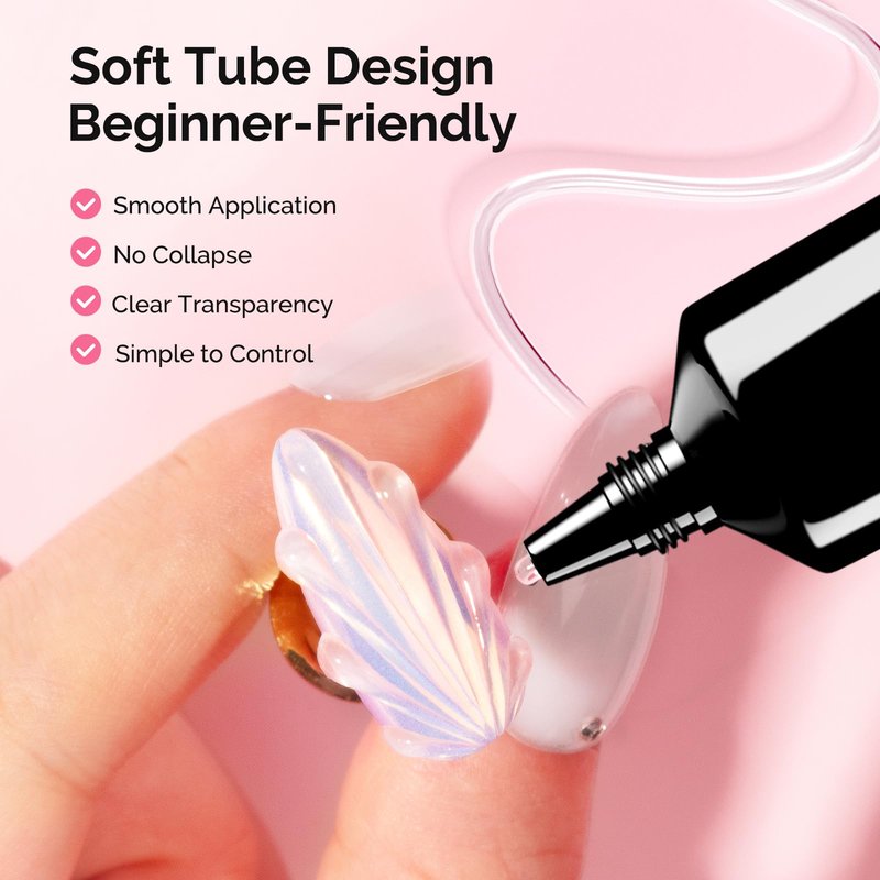 MelodySusie 3D Gel Nail Art, Clear Sculpting Gel No Wipe Nail Art Gel for Molding, Painting, Chrome Powder & Rhinestone Glue, UV/LED Cured 3D Nail Design 15g