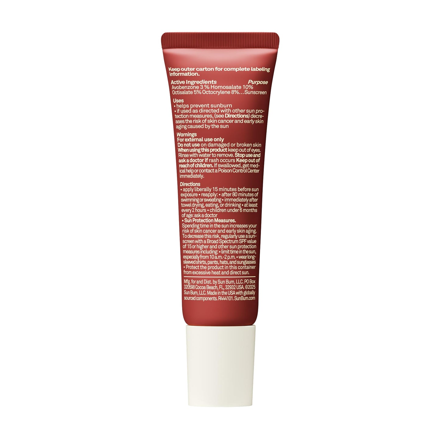 Sun Bum SPF 30 Sunscreen Bonfire Tinted Lip Balm - Coconut Flavor Broad Spectrum Moisturizing with Aloe & Vitamin E - Hawaii 104 Act Compliant (Made Without Octinoxate & Oxybenzone) - 0.5 oz