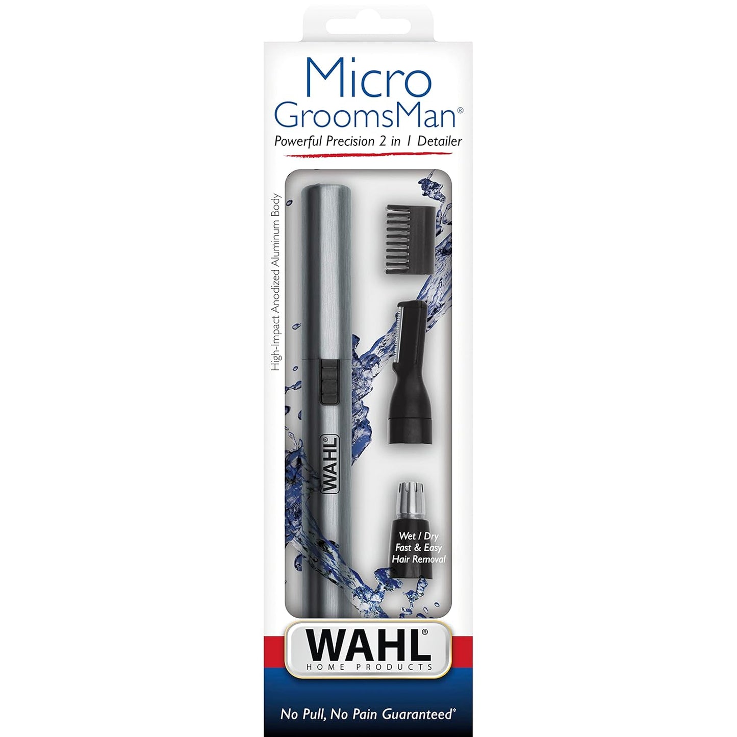 Wahl Micro Groomsman Personal Trimmer - Battery Powered Facial Detailing Tool | Rinseable & Interchangeable Heads