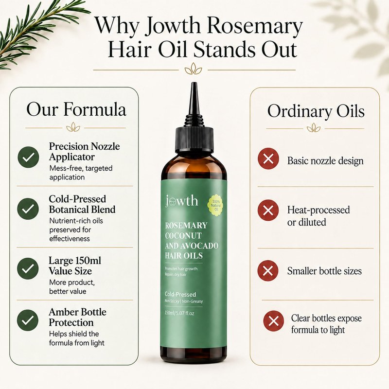 Jowth Rosemary Oil For Hair Growth with Coconut & Avocado Oil | Biotin & Vitamin E | Strengthens Thinning Hair | Dry Scalp Treatment | Repairs Damaged Hair | All Hair Types, 5.07 oz