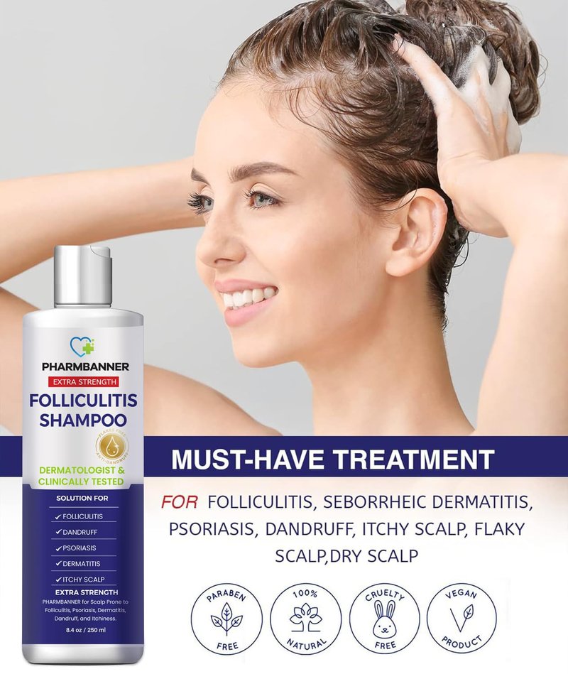 PHARMBANNER Anti-Fungal Shampoo for Itchy, Dry Scalp – Supports Scalp Health, Helps with Folliculitis, Seborrheic Dermatitis & Scalp Flaking-2 Pack