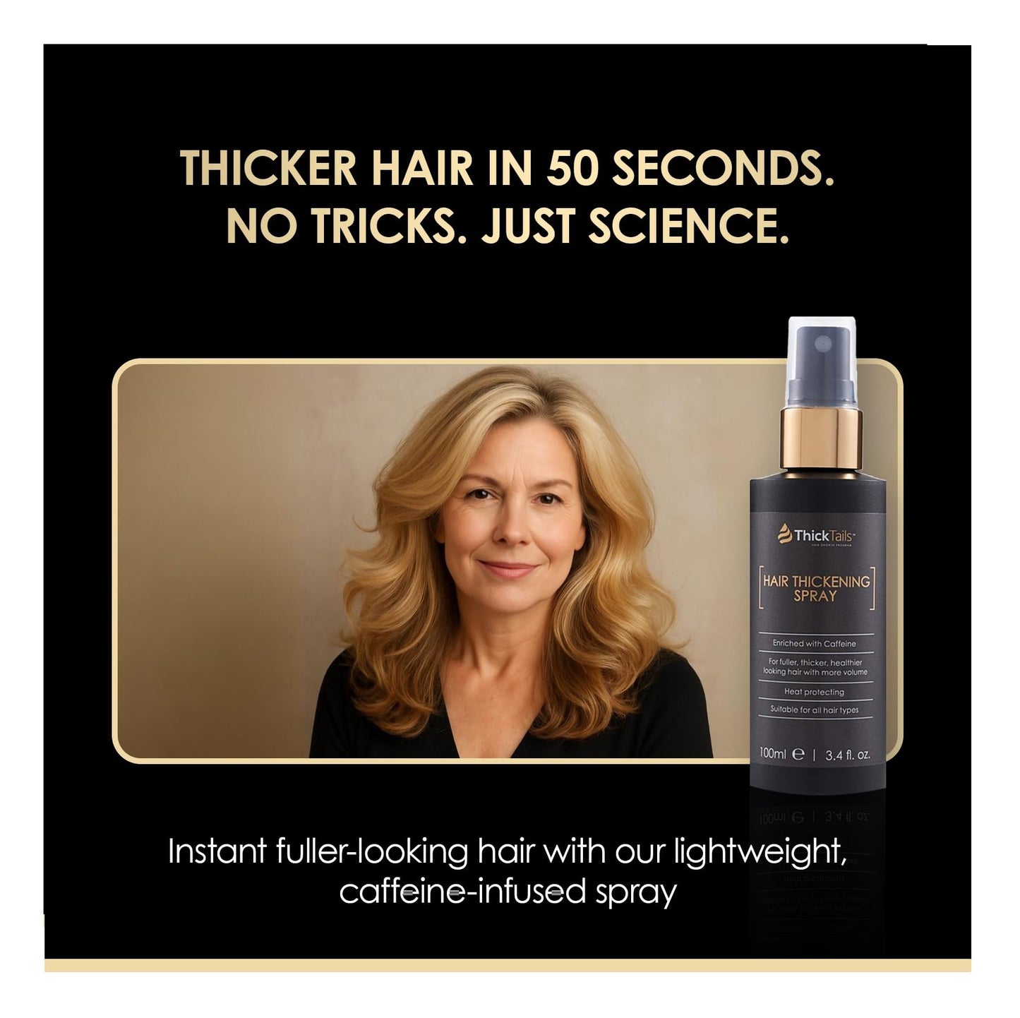 ThickTails Hair Thickening Spray for Women & Men, Instant Volume & Fuller Looking Hair for Fine or Thinning Hair, Root Lift Volumizing Pre-Styler, Lightweight No Residue Formula, 3.4 fl oz