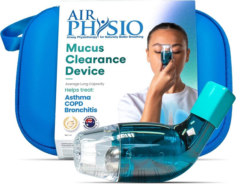 AirPhysio - Portable Breathing Device with Hard Shell Case & Soft Bag Included | Convenient Storage Solution