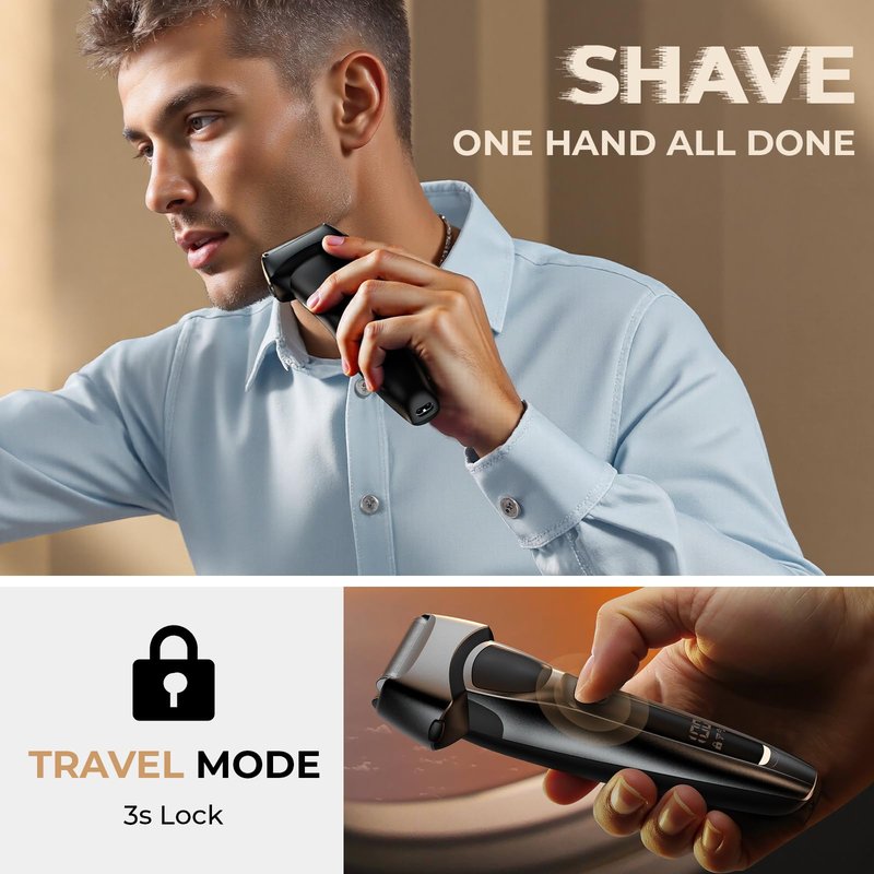 FNDNA Electric Razor for Men: Rechargeable Floating Foil Shavers with LED Display - Waterproof Wet Dry - 30° Precision Blades, Travel Lock, Face Shaving- Gift for Men/Dad