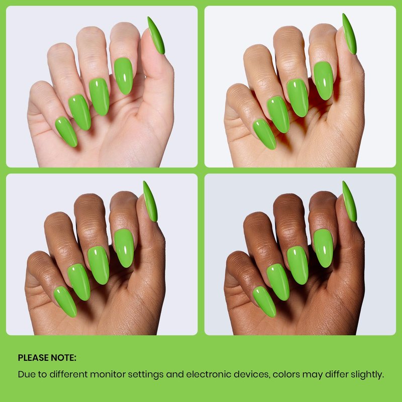 Beetles Forest Green Gel Polish - 15ml Lime Green Gel Polish Solid Neon Color Soak Off LED UV Manicure Day Nails Art Design Salon Home DIY for Women & Girls