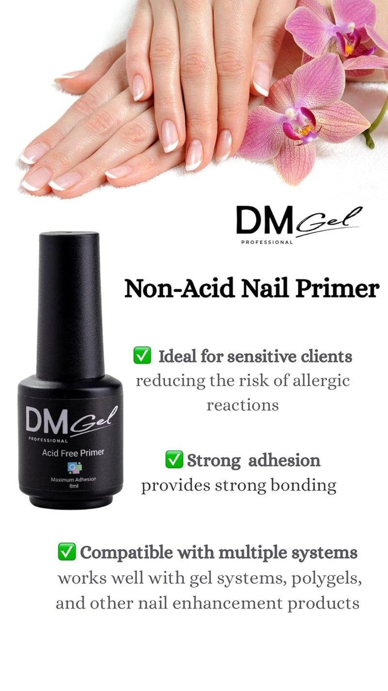 Skiennix Acid-Free Primer - Maximum Adhesion Gel Nail Polish Prep | HEMA-Free Quick Dry Bonder, Clear